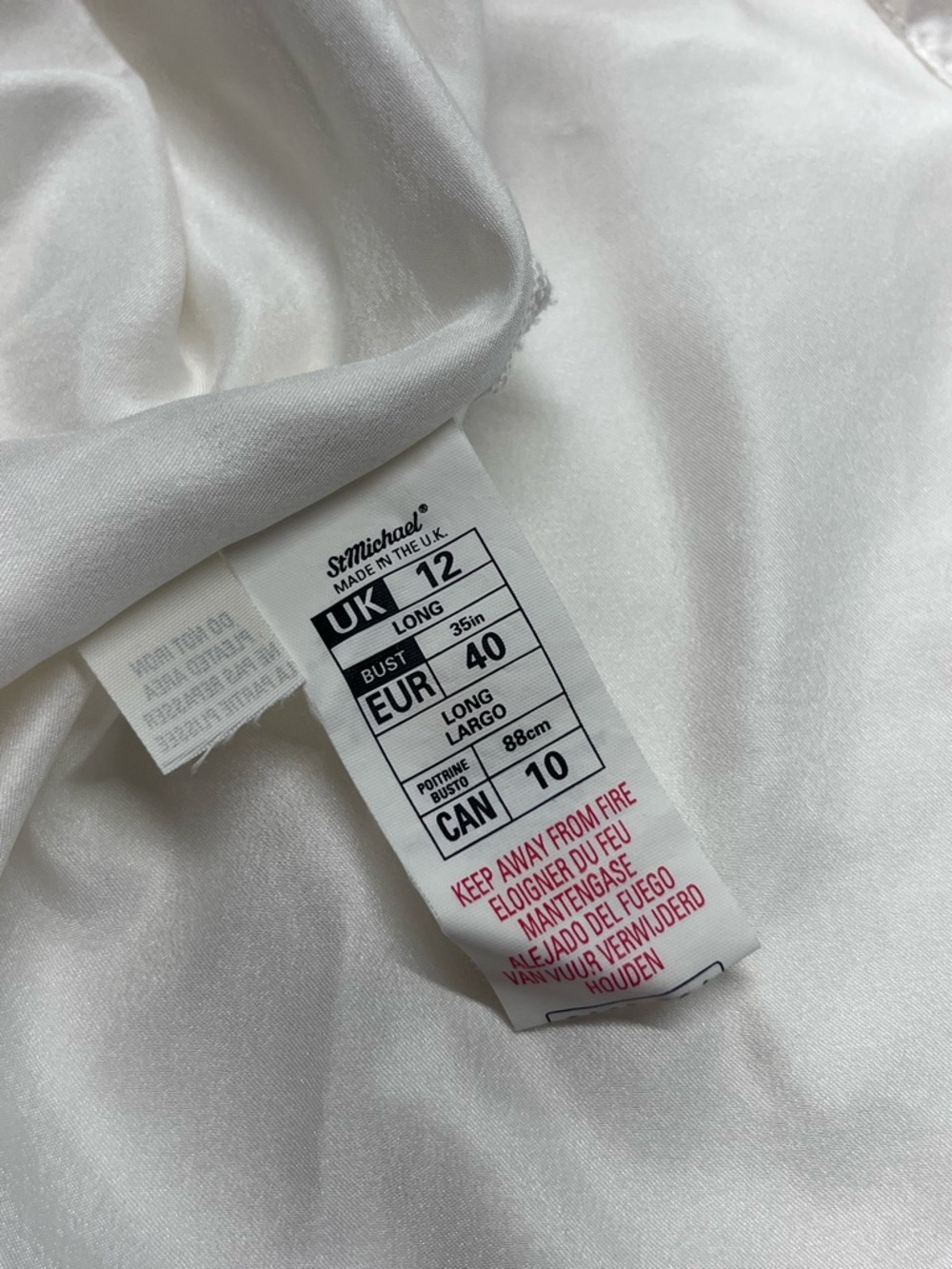 Vintage Ivory Lace-Trim Satin Chemise Slip Nightgown Lingerie Sz 12UK 8US - Picture 7 of 10